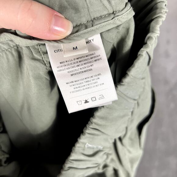 Citizens of Humanity Pants Women's M Wide Leg Cropped Green Flax Cotton - Picture 8 of 9